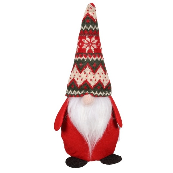 NWT- 14”- Set of 4- Red & Gray Holiday Gnomes Set w/ Red & Gray Sweater Hats - Picture 16 of 16